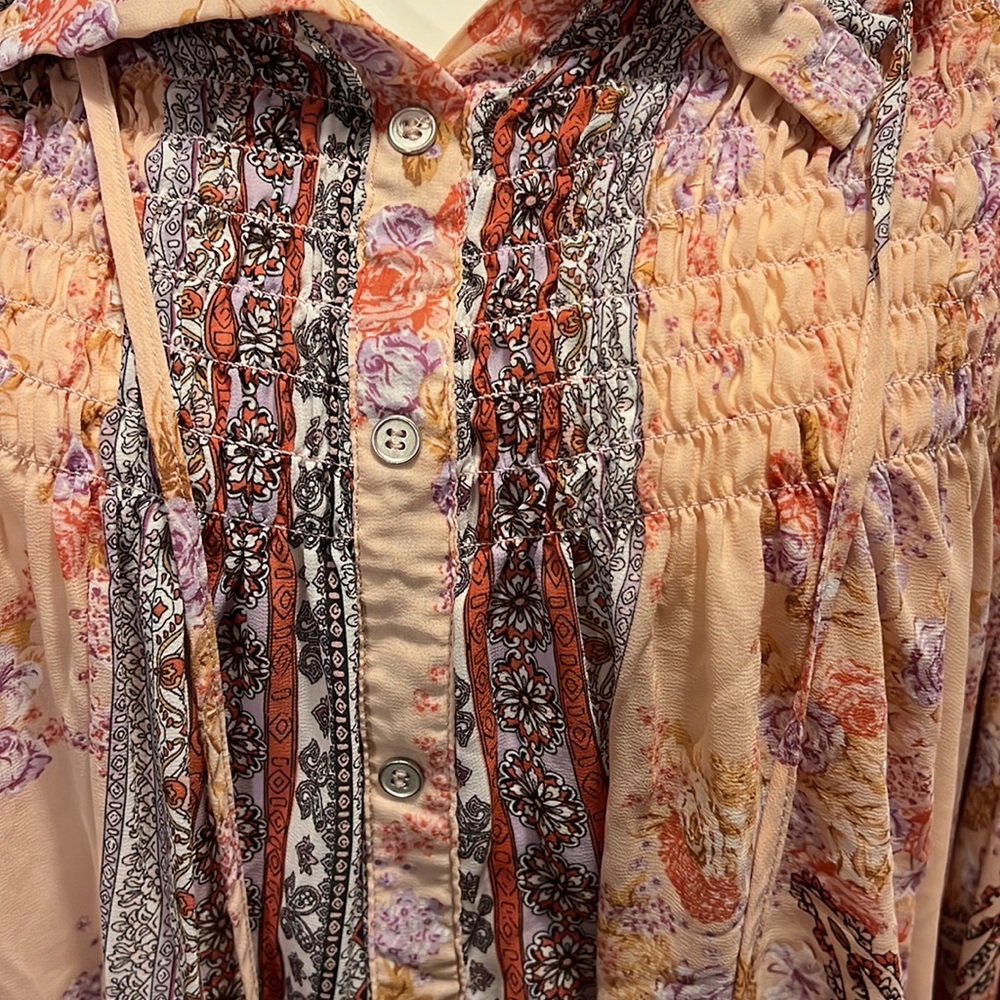 Taylor & Sage Boho Button Down Blouse With Tassel… - image 3